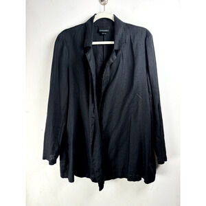 Cynthia Rowley 100% Linen Black Lightweight Long Sleeve Wrap Shirt Mini Dress